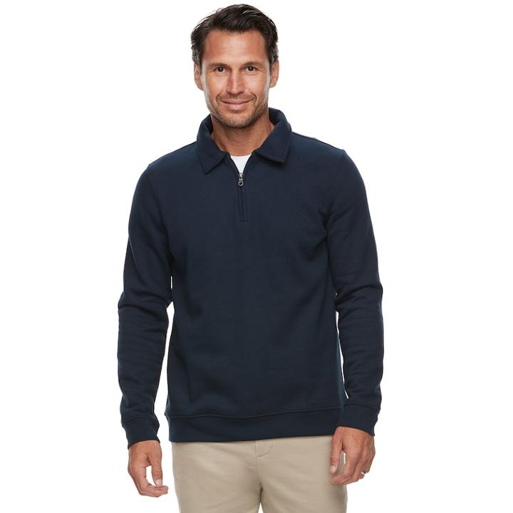 Men's Croft & Barrow&reg; Classic-fit Quarter-zip Fleece Polo, Size: Large, Dark Blue