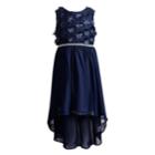 Girls 4-6x Youngland 3d Flower High-low Skirted Dress, Size: 6, Blue (navy)
