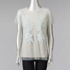 Petite Simply Vera Vera Wang Floral Mesh Tee, Women's, Size: M Petite, Green
