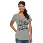 Women's Apt. 9&reg; V-neck Graphic Tee, Size: Xl, Light Grey