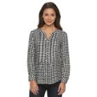 Petite Croft & Barrow&reg; Plaid Roll-tab Tunic, Women's, Size: L Petite, Black