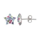 Charming Girl Crystal Sterling Silver Kid's Star Stud Earrings - Made With Swarovski Crystals, Multicolor
