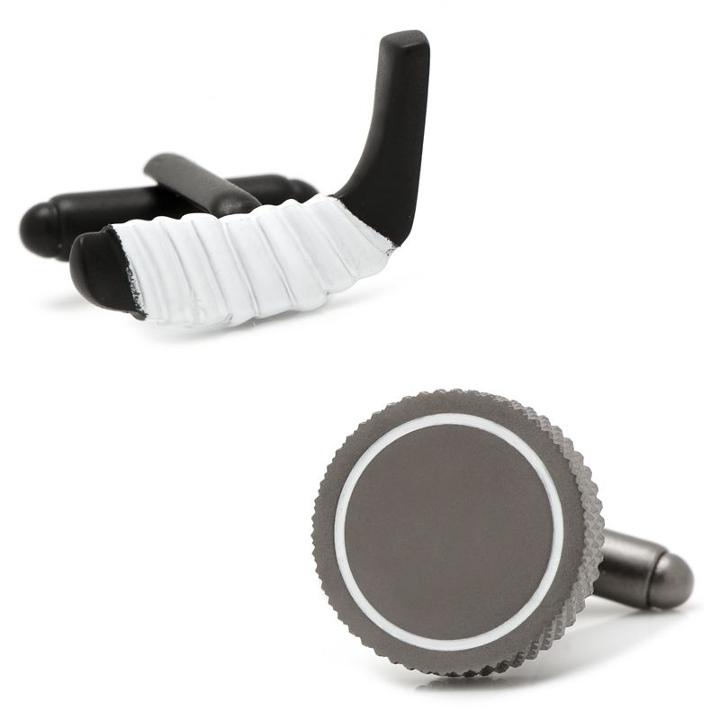 Hockey Stick & Puck Cuff Links, Men's, Black