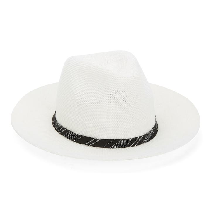 Women's Keds Diagonal Striped Band Fedora, White