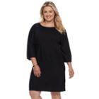 Plus Size Apt. 9&reg; Asymmetrical Ribbed Shift Dress, Women's, Size: 3xl, Black