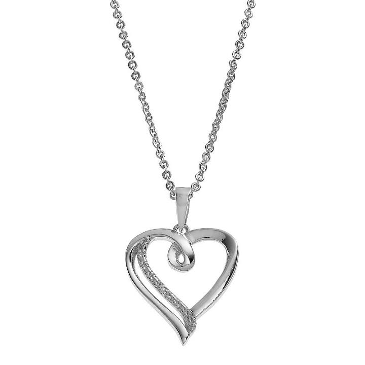 Delicate Diamonds Sterling Silver Heart Pendant Necklace, Women's, Grey