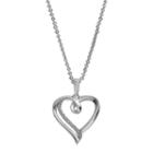Delicate Diamonds Sterling Silver Heart Pendant Necklace, Women's, Grey