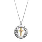 Timeless Sterling Silver Two Tone Faith Cross Pendant, Women's