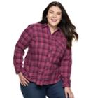 Plus Size Sonoma Goods For Life&trade; Essential Supersoft Flannel Shirt, Women's, Size: 2xl, Drk Purple