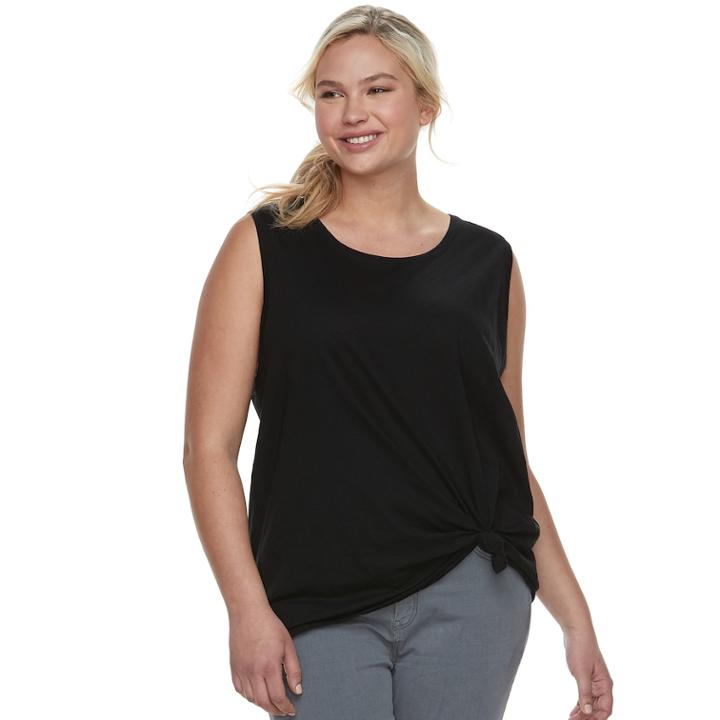 Juniors' Plus Size So&reg; Knot-front Tank, Teens, Size: 2xl, Black