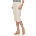Women's Croft & Barrow&reg; Pull-on Snap Hem Skimmer Capris, Size: Large, Lt Beige