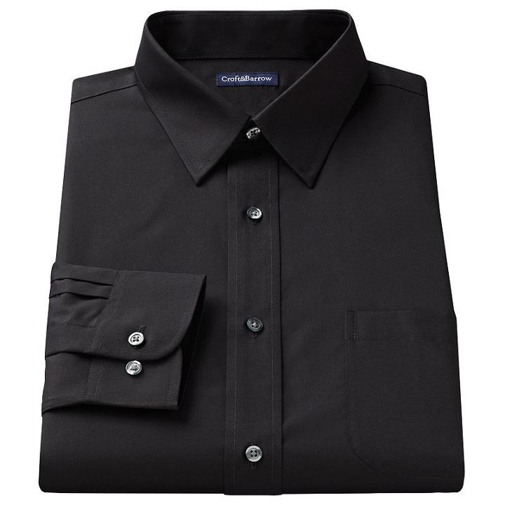 Big & Tall Croft & Barrow&reg; Solid Broadcloth Point-collar Dress Shirt, Men's, Size: 17.5 36/7t, Black