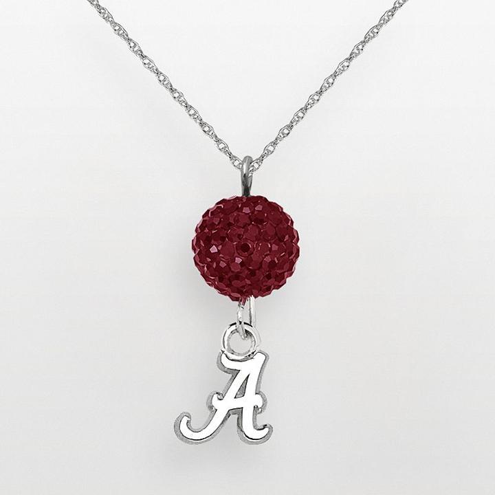 Alabama Crimson Tide Sterling Silver Crystal Logo Y Necklace, Women's, Red