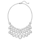 White Circle & Oval Cabochon Statement Necklace, Women's