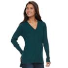 Women's Apt. 9&reg; Mixed Ribbed V-neck Sweater, Size: Xs, Med Green