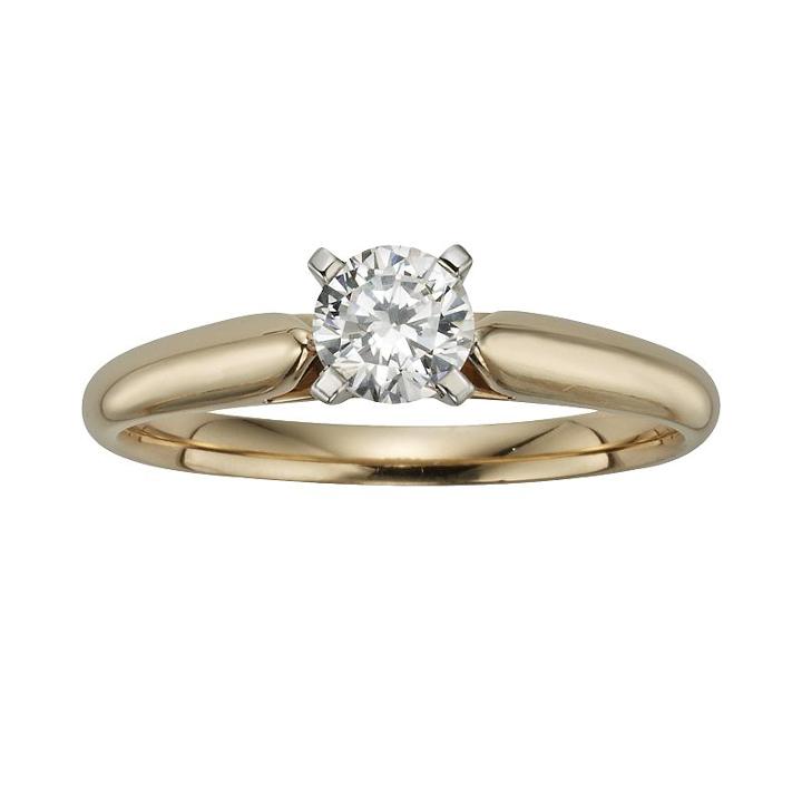 Round-cut Igl Certified Diamond Solitaire Engagement Ring In 14k Gold (1/2 Ct. T.w.), Women's, Size: 7, White