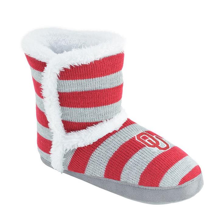 Women's Oklahoma Sooners Striped Boot Slippers, Size: Medium, Team