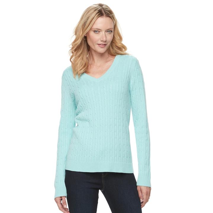 Croft & Barrow&reg; Cable-knit Sweater, Size: Medium, Turquoise/blue (turq/aqua)