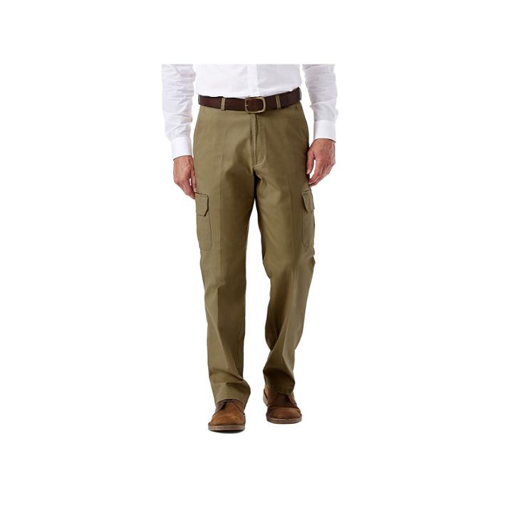 Men's Haggar Flat-front Stretch Comfort Cargo Expandable Waist Pants, Size: 36x29, Lt Brown