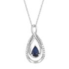 10k White Gold Sapphire & 1/10 Carat T.w. Diamond Infinity Teardrop Pendant, Women's, Size: 18, Blue