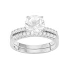 100 Facets Of Love 10k White Gold Lab-created White Sapphire Engagement Ring Set, Women's, Size: 7