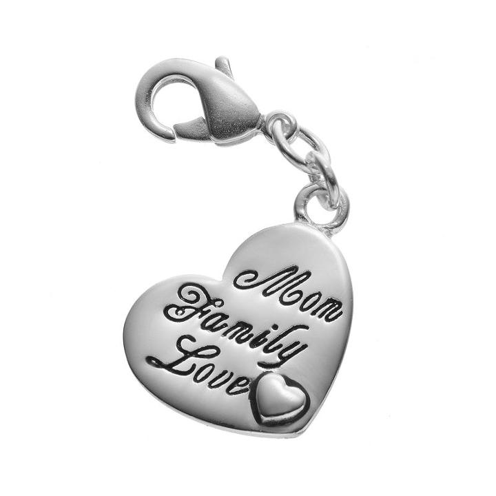 Blue La Rue Silver-plated Mom Family Love Heart Charm, Women's, Grey
