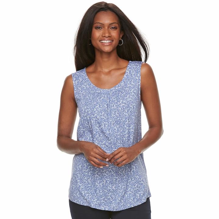 Women's Croft & Barrow&reg; Pleated Swing Tank, Size: Small, Med Blue