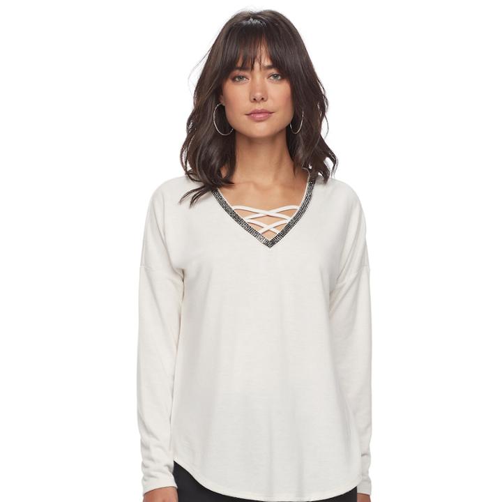 Women's Jennifer Lopez Strappy Tee, Size: Small, White Oth