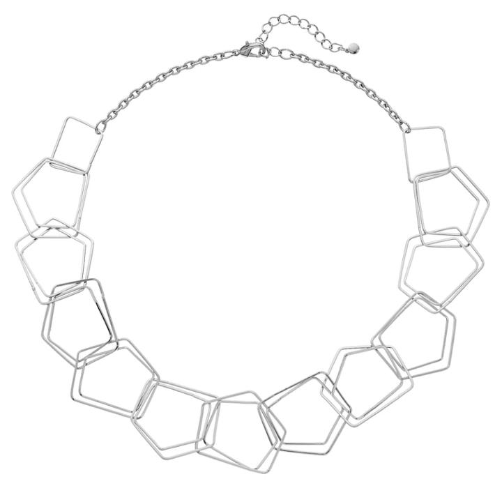 Open Geometric Link Necklace, Women's, Silver