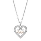 Lily & Lace Cubic Zirconia Two Tone Love Heart Pendant Necklace, Women's, White