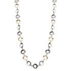 Tri Tone Long Hammered Circle Link Necklace, Women's, Multicolor