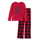 Girls 7-16 Jammies For Your Families Naughty Is The New Nice Top & Fleece Buffalo Plaid Bottoms Pajama Set, Size: 7-8, Red