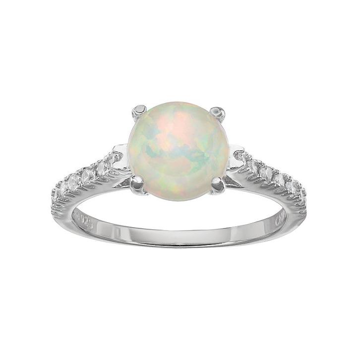 Sophie Miller Sterling Silver Lab-created Opal & Cubic Zirconia Ring, Women's, Size: 9, White