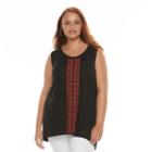 Plus Size Design 365 Embroidered Linen Blend Tank, Women's, Size: 3xl, Oxford