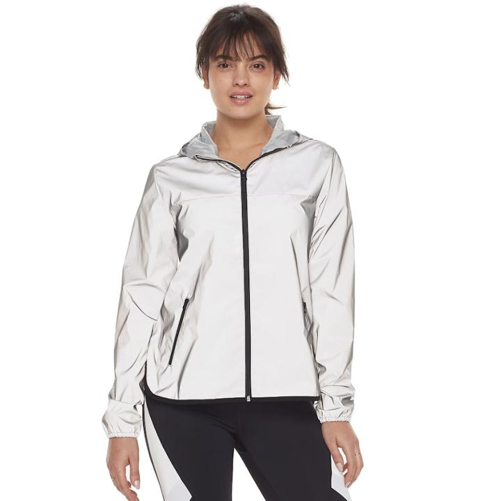 Women's Fila Sport&reg; Reflective Zip-up Woven Jacket, Size: Medium, Black
