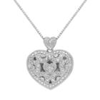 Diamond Accent Sterling Silver Filigree Heart Locket Necklace, Women's, Size: 18, White