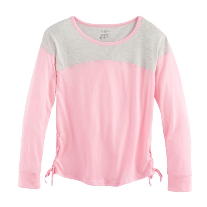Girls 7-16 So&reg; Side-lace Drop Shoulder Tee, Size: 16, Light Pink