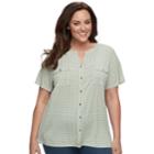 Plus Size Croft & Barrow&reg; Print Shirt, Women's, Size: 1xl, Lt Green