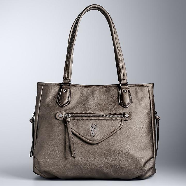 Simply Vera Vera Wang Sussex Side Zipper Tote, Women's, Med Brown