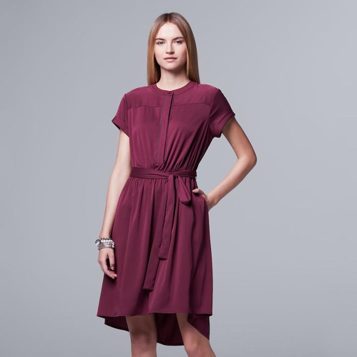 Women's Simply Vera Vera Wang High-low Shirtdress, Size: Xs, Purple
