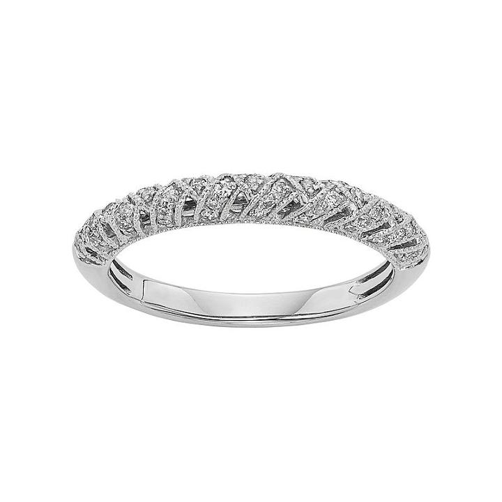 1/4 Carat T.w. Igl Certified Diamond 14k Gold Art Deco Wedding Ring, Women's, Size: 6.50, White