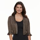 Women's Nina Leonard Bell Sleeved Lurex Bolero, Size: Xl, Grey (charcoal)