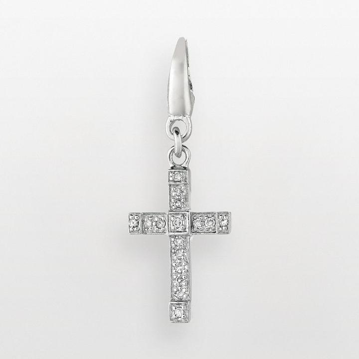 Sterling Silver Diamond Accent Cross Charm, Women's, Grey