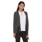 Women's Elle&trade; Mixed-media Flyaway Cardigan, Size: Large, Med Grey