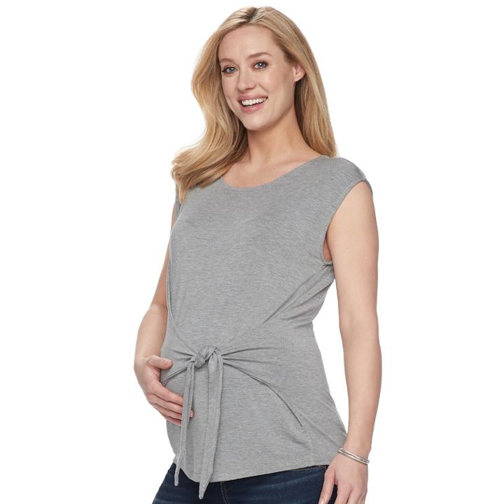 Maternity A:glow Knot Dolman Tee, Women's, Size: L-mat, Dark Grey