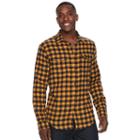 Men's Sonoma Goods For Life&trade; Plaid Flannel Button-down Shirt, Size: Medium, Gold