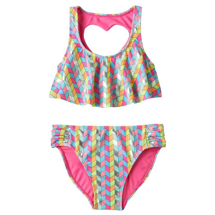 Girls 7-16 So&reg; Chevron Bikini Swimsuit Set, Girl's, Size: Xl (14), Pink