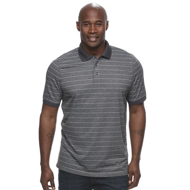 Big & Tall Croft & Barrow&reg; True Comfort Classic-fit Cool & Dry Striped Performance Polo, Men's, Size: 2xb, Dark Grey