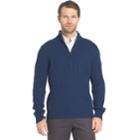 Big & Tall Men's Cable-knit Quarter-zip Sweater, Size: 3xl Tall, Brt Blue
