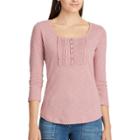 Women's Chaps Lace-trim Top, Size: Xl, Pink